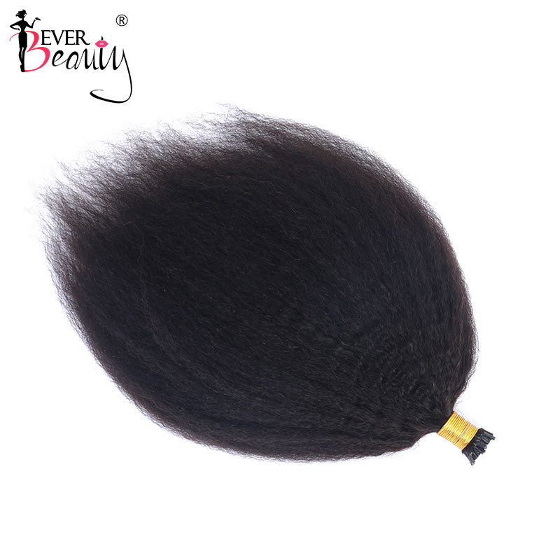 Brazilian Afro Kinky Straight I Tip Microlinks Hair Extensions F Tip Human Hair For Women Yaki Bulk Hair Virgin Ever Beauty