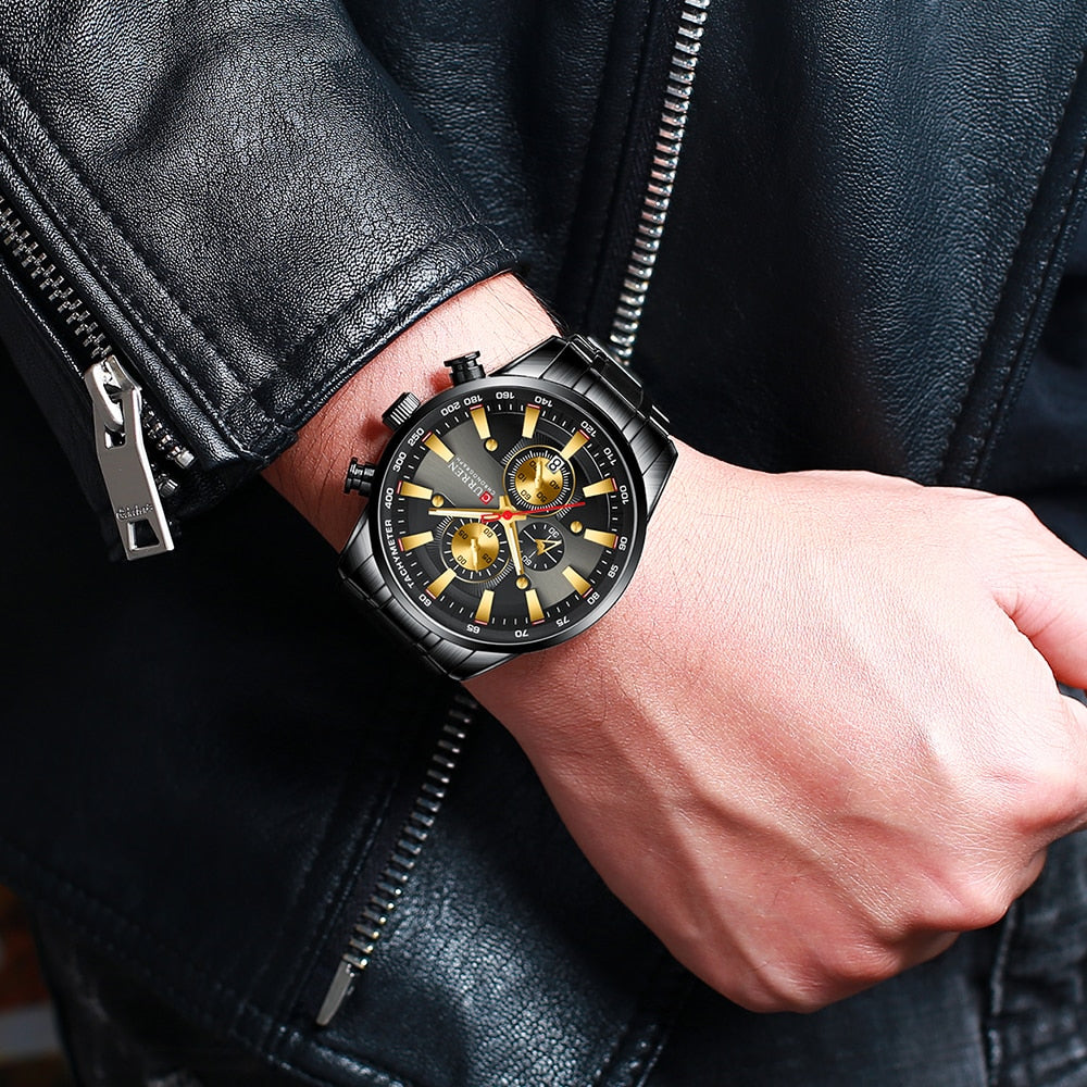 CURREN Man Watches Luxury Sporty Chronograph Wristwatches for Men Quartz Stainless Steel Band Clock Luminous Hands