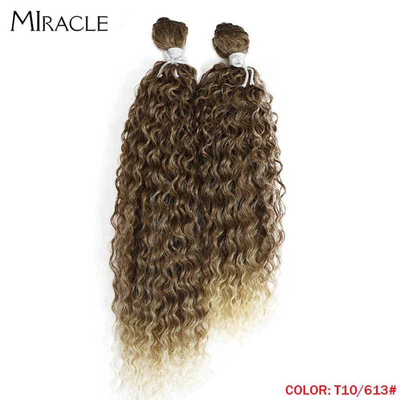 Afro Kinky Curly Hair Wave Synthetic Hair Heat Resistant Deep Wave Hair Bundles Extensions Brown Miracle hair Curly Weave Hair