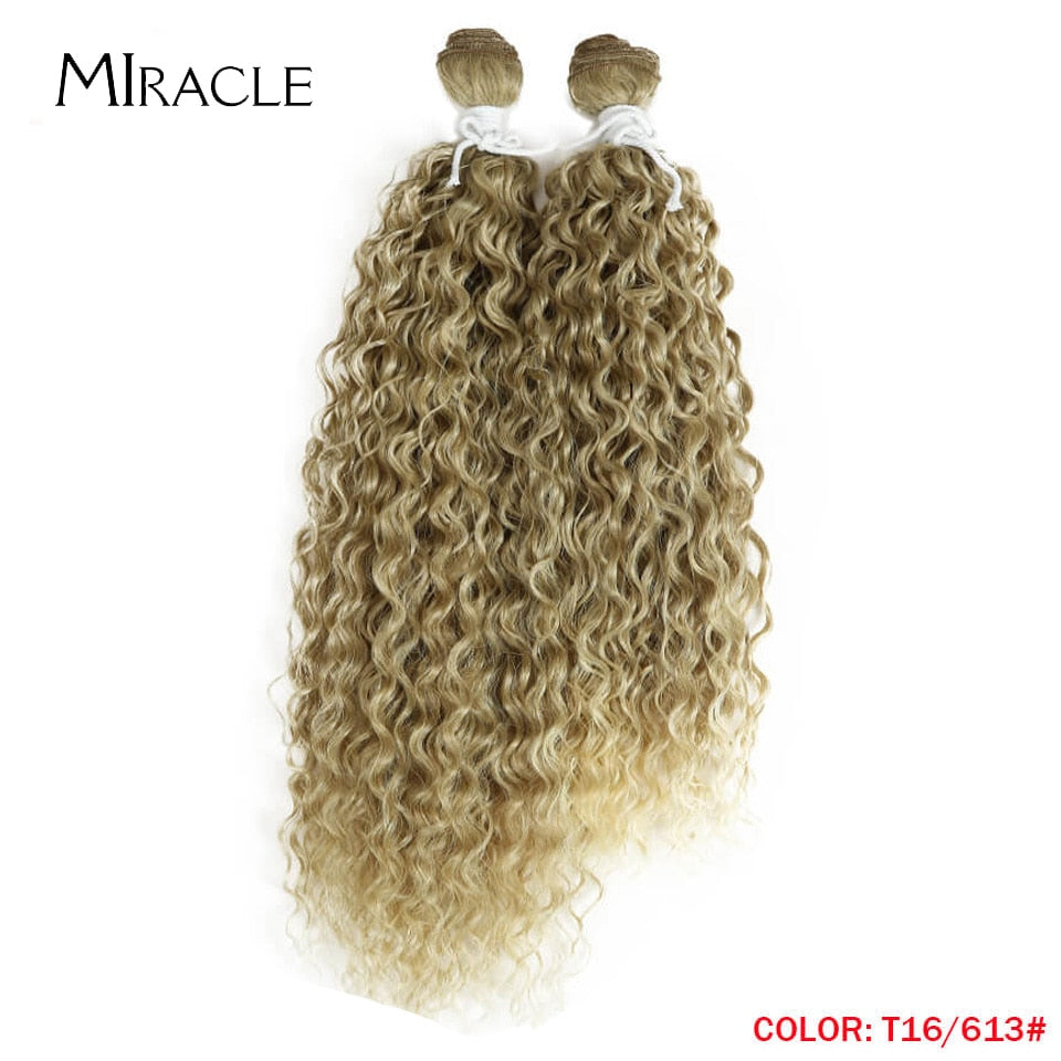 Afro Kinky Curly Hair Wave Synthetic Hair Heat Resistant Deep Wave Hair Bundles Extensions Brown Miracle hair Curly Weave Hair