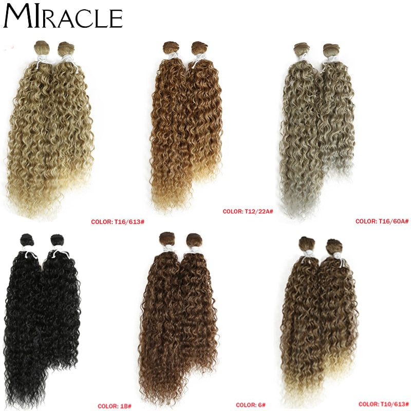 Afro Kinky Curly Hair Wave Synthetic Hair Heat Resistant Deep Wave Hair Bundles Extensions Brown Miracle hair Curly Weave Hair