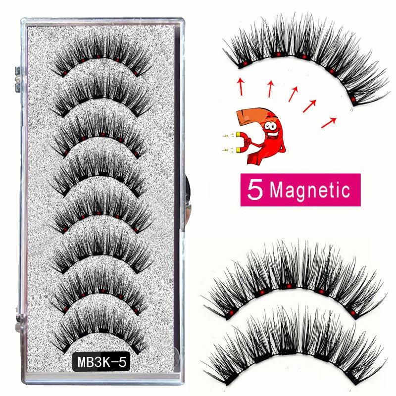 MB 8pcs/4 Pairs 5 Magnet Magnetic Eyelashes Set Eyebrow Pencil 3D Mink False magnetic lashes Natural faux cils magnetiqu Tweezer