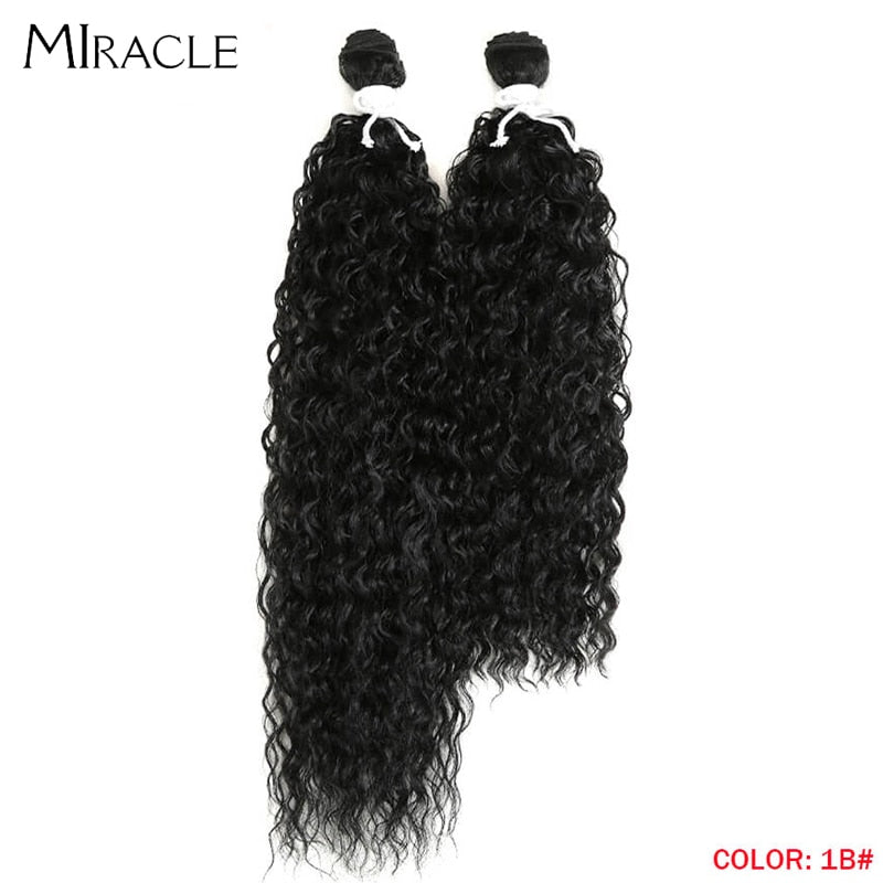 Afro Kinky Curly Hair Wave Synthetic Hair Heat Resistant Deep Wave Hair Bundles Extensions Brown Miracle hair Curly Weave Hair