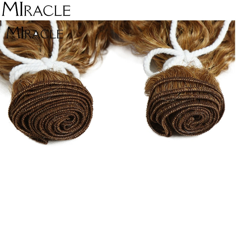 Afro Kinky Curly Hair Wave Synthetic Hair Heat Resistant Deep Wave Hair Bundles Extensions Brown Miracle hair Curly Weave Hair