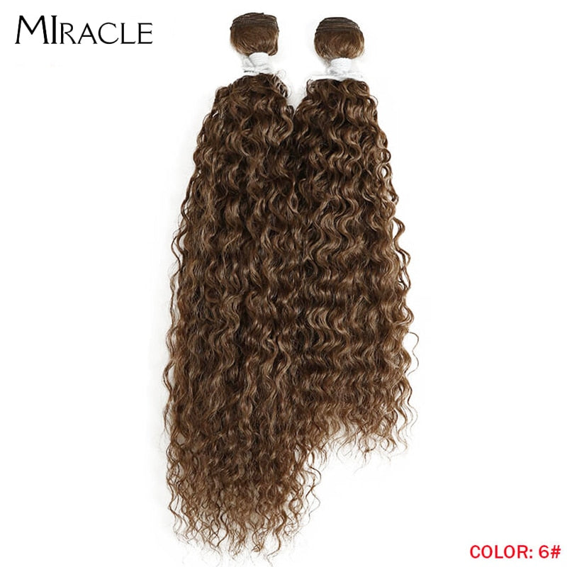 Afro Kinky Curly Hair Wave Synthetic Hair Heat Resistant Deep Wave Hair Bundles Extensions Brown Miracle hair Curly Weave Hair