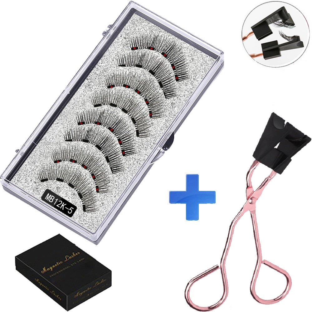 MB 8pcs/4 Pairs 5 Magnet Magnetic Eyelashes Set Eyebrow Pencil 3D Mink False magnetic lashes Natural faux cils magnetiqu Tweezer