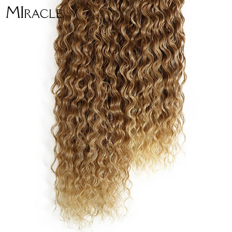 Afro Kinky Curly Hair Wave Synthetic Hair Heat Resistant Deep Wave Hair Bundles Extensions Brown Miracle hair Curly Weave Hair
