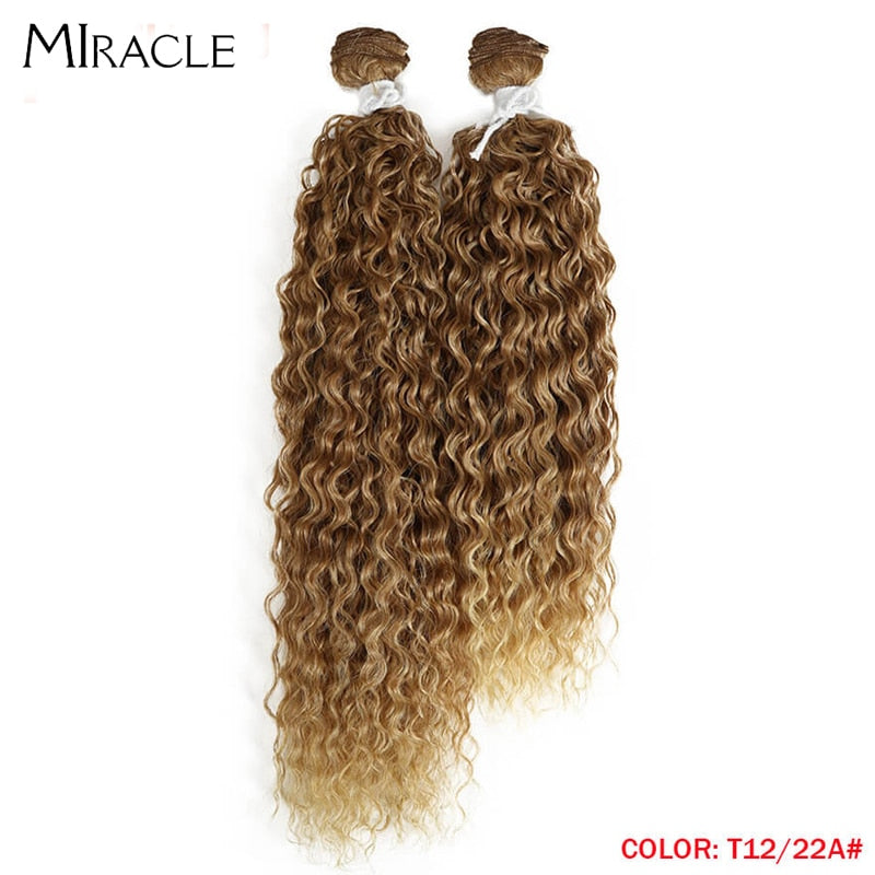 Afro Kinky Curly Hair Wave Synthetic Hair Heat Resistant Deep Wave Hair Bundles Extensions Brown Miracle hair Curly Weave Hair