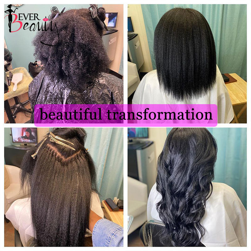 Brazilian Afro Kinky Straight I Tip Microlinks Hair Extensions F Tip Human Hair For Women Yaki Bulk Hair Virgin Ever Beauty
