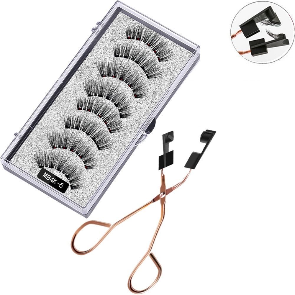 MB 8pcs/4 Pairs 5 Magnet Magnetic Eyelashes Set Eyebrow Pencil 3D Mink False magnetic lashes Natural faux cils magnetiqu Tweezer