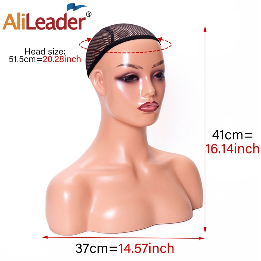 African American Female Mannequin Head With Shoulders For Wig Display Realistic Mannequin Head With Shoulders For Display Wigs
