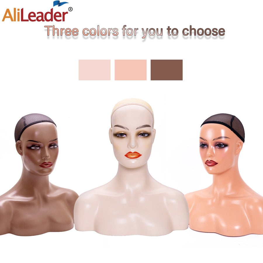 African American Female Mannequin Head With Shoulders For Wig Display Realistic Mannequin Head With Shoulders For Display Wigs
