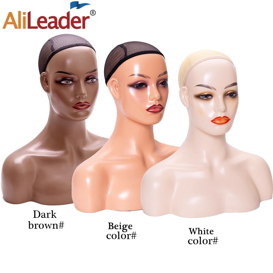 African American Female Mannequin Head With Shoulders For Wig Display Realistic Mannequin Head With Shoulders For Display Wigs