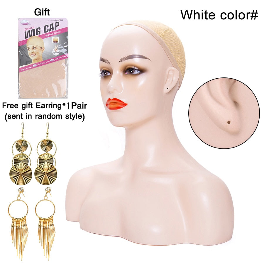 African American Female Mannequin Head With Shoulders For Wig Display Realistic Mannequin Head With Shoulders For Display Wigs