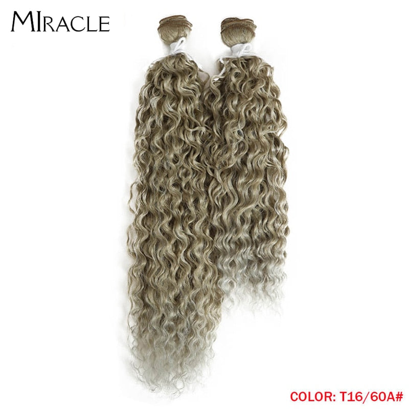Afro Kinky Curly Hair Wave Synthetic Hair Heat Resistant Deep Wave Hair Bundles Extensions Brown Miracle hair Curly Weave Hair
