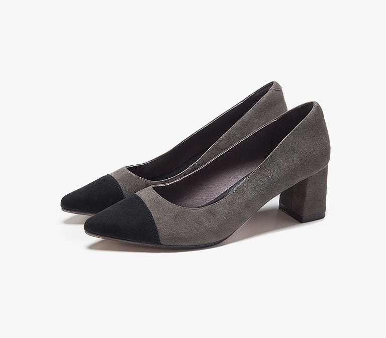 2021  New Women Genuine Leather High Hee Pumps Pointed Toe Work Shoes Office Career Elegant Pumps lady's shoes