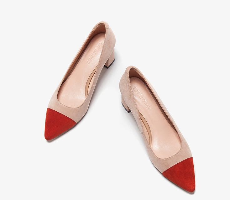 2021  New Women Genuine Leather High Hee Pumps Pointed Toe Work Shoes Office Career Elegant Pumps lady's shoes