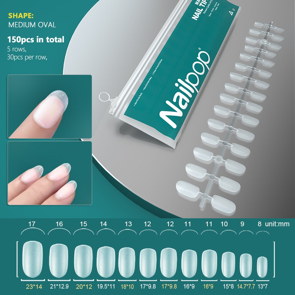 NAILPOP 120pcs False Nails Acrylic Press on Nails Coffin Artificial Nails Clear Fake Nail Tips for Extension Manicure Tool
