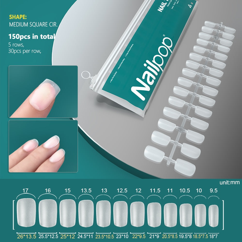 NAILPOP 120pcs False Nails Acrylic Press on Nails Coffin Artificial Nails Clear Fake Nail Tips for Extension Manicure Tool