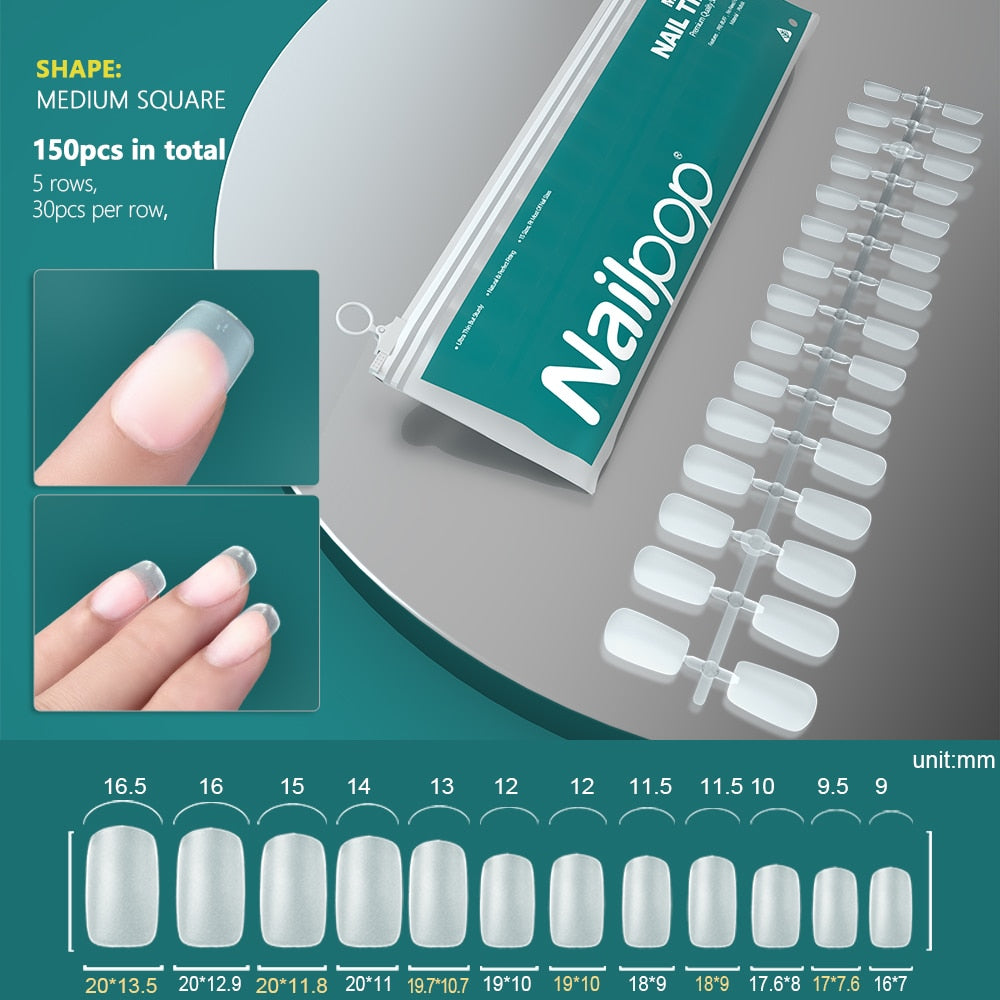 NAILPOP 120pcs False Nails Acrylic Press on Nails Coffin Artificial Nails Clear Fake Nail Tips for Extension Manicure Tool