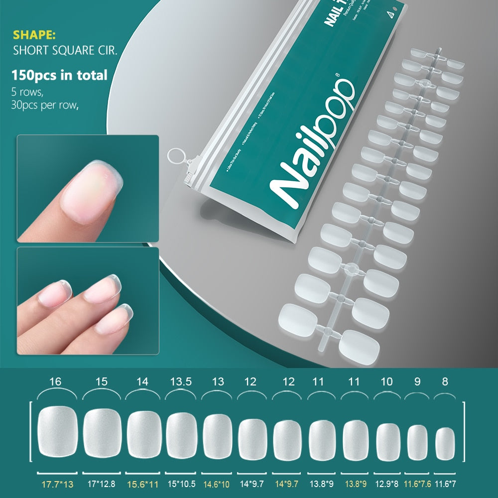 NAILPOP 120pcs False Nails Acrylic Press on Nails Coffin Artificial Nails Clear Fake Nail Tips for Extension Manicure Tool