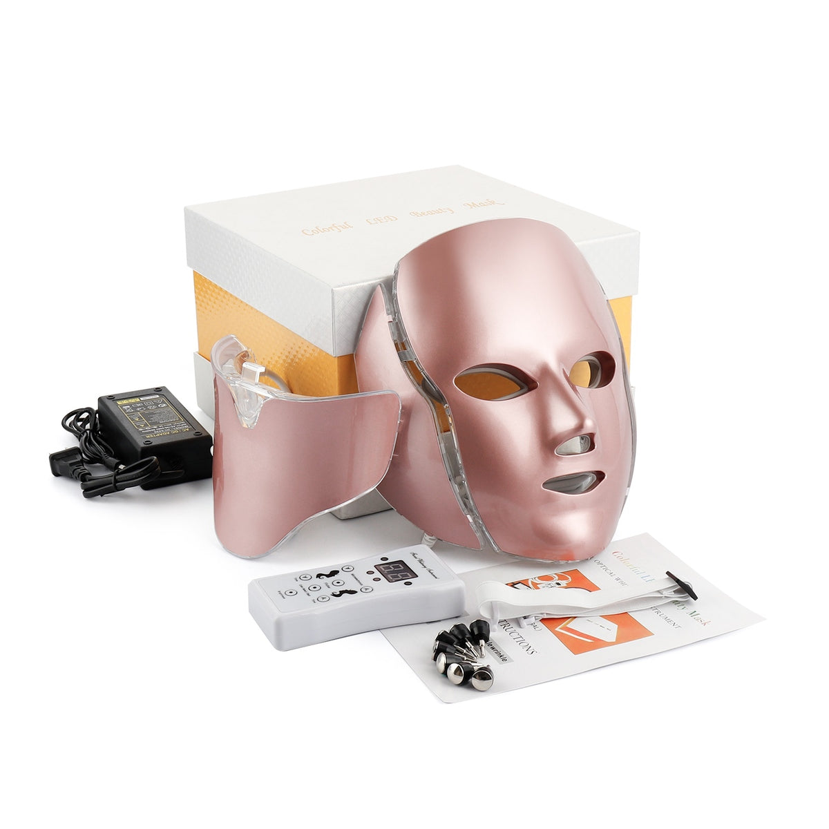 VIP Facial LED Mask with Neck LED Light Therapy Face Beauty Mask Skin Tightening Photon Rejuvenation Whitening Facial Massager