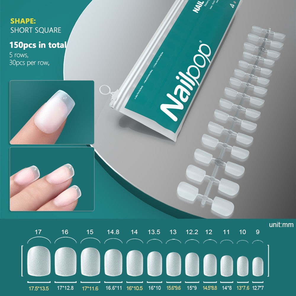 NAILPOP 120pcs False Nails Acrylic Press on Nails Coffin Artificial Nails Clear Fake Nail Tips for Extension Manicure Tool