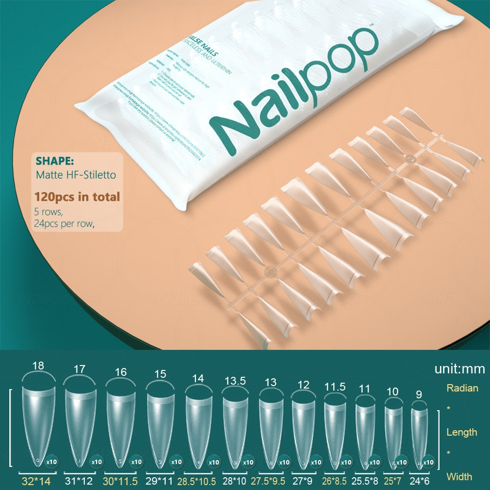 NAILPOP 120pcs False Nails Acrylic Press on Nails Coffin Artificial Nails Clear Fake Nail Tips for Extension Manicure Tool