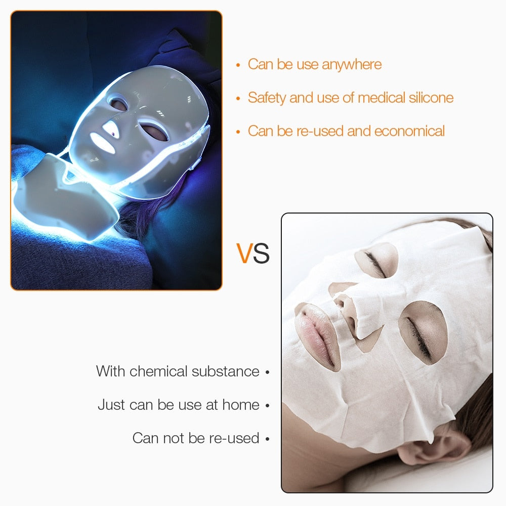 VIP Facial LED Mask with Neck LED Light Therapy Face Beauty Mask Skin Tightening Photon Rejuvenation Whitening Facial Massager