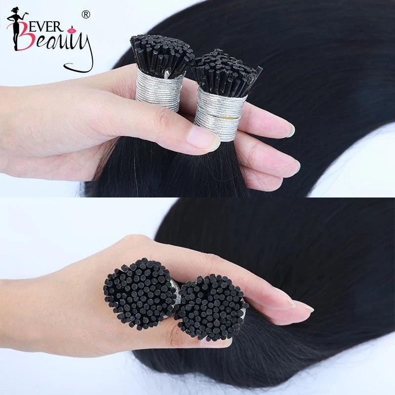 Brazilian Afro Kinky Straight I Tip Microlinks Hair Extensions F Tip Human Hair For Women Yaki Bulk Hair Virgin Ever Beauty