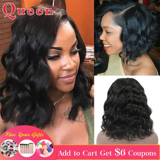 Body Wave Bob Wig Brazilian Bob Wig Lace Front Human Hair Wigs 100% Remy Hair Wigs For Black Women 150% Density Lace Wigs QUEEN