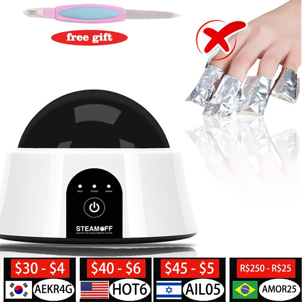 Nail Steamer Steam Off Gel Nail Polish Remover Machine Portable Electric Nail Steamer for UV Gel Polish Nail Salon Tools